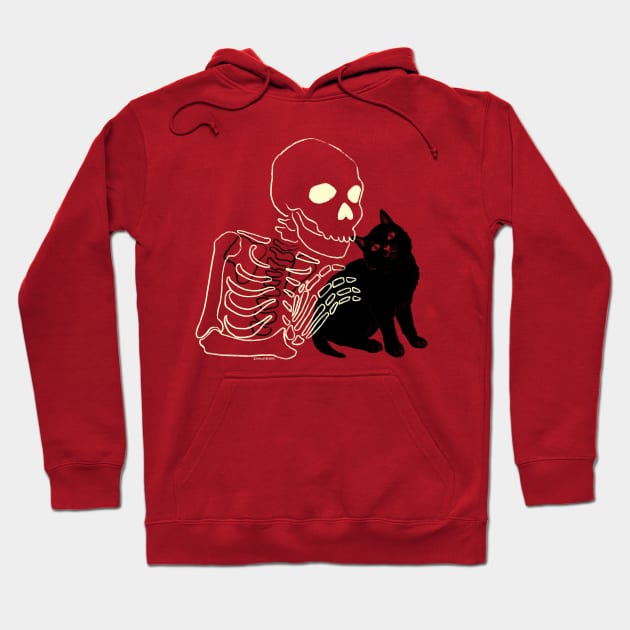 Skeleton and Kitten Hoodie by SarahWrightArt